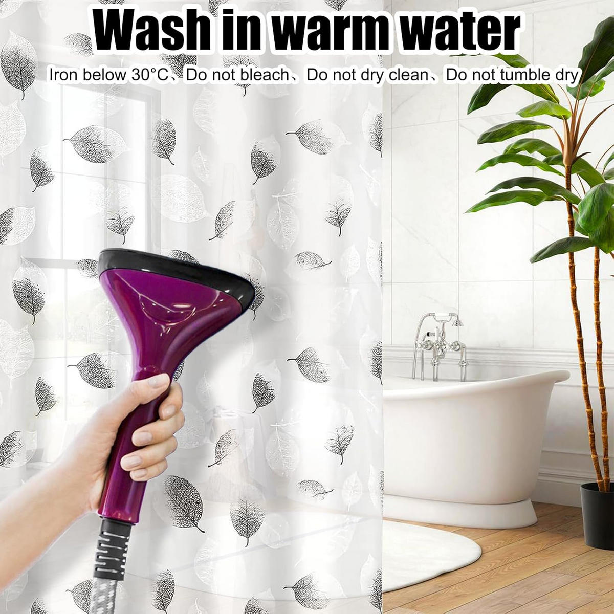 DUSCHVORHANG Weiß Badewanne mit Ringen für Badewannen und Badezimmer - Multicolor, Textil (200/180cm) - MCBOSON