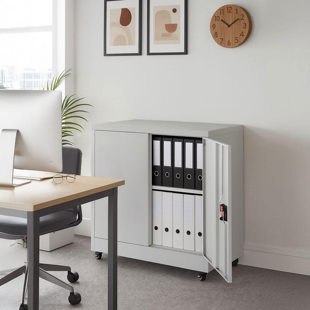 AKTENSCHRANK Hellgrau - Hellgrau, Metall (80/98/40cm) - MCW