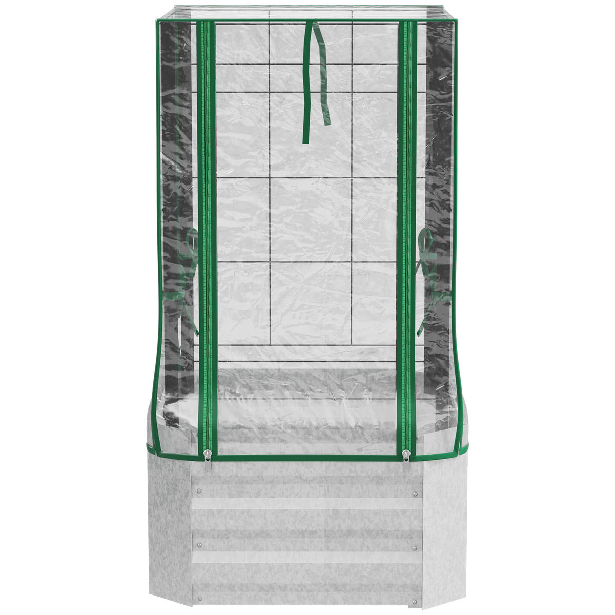 HOCHBEET DE-05344 3-in-1-Set mit Gewächshaus & Rankgitter Grün/Durchsicht - Silberfarben/Grün, Metall (53/90/53cm) - ComfortXL