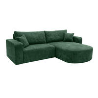 ECKSOFA Mit Schlaffunktion, Cordstoff Poso, Grün, Rechts, ROUND ONE - Grün, Holz (244/175cm) - Kaiser Möbel