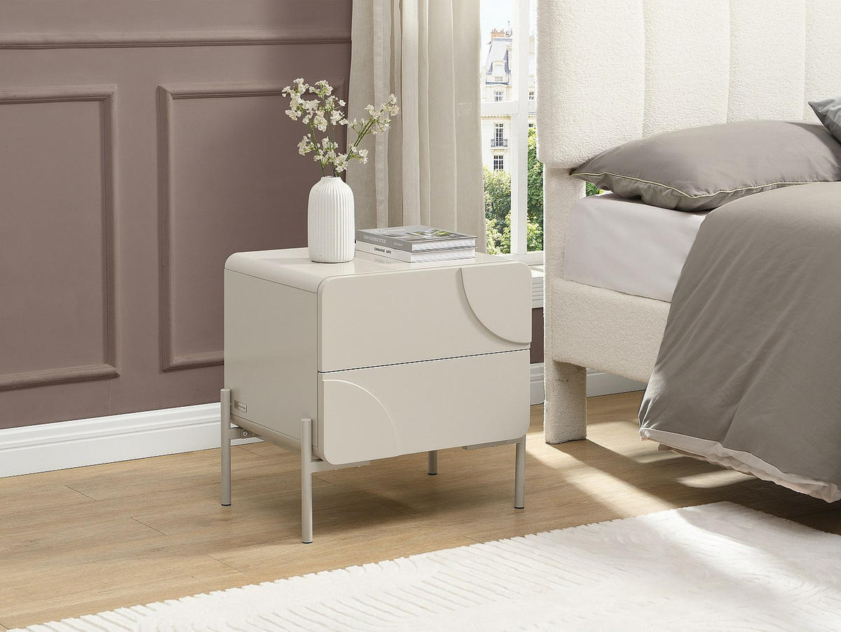 NACHTTISCH - 50 cmcm x 40 cmcm - Holz, Platte - Beige - ZELINARO - Beige, Holz (50/50/40cm) - Vente-Unique