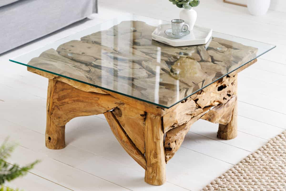 COUCHTISCH RIVERSIDE Teakholz quadratisch Natur 80cm - Goldfarben/Braun, Holz (80/80/41cm) - riess-ambiente