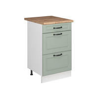 KÜCHENUNTERSCHRANK R-Line, Mint Landhaus/Weiß, 50 cm Arbeitsplatte Goldkraft Eiche - Weiß/Grün, Holzwerkstoff (50/81.6/60cm) - Vicco