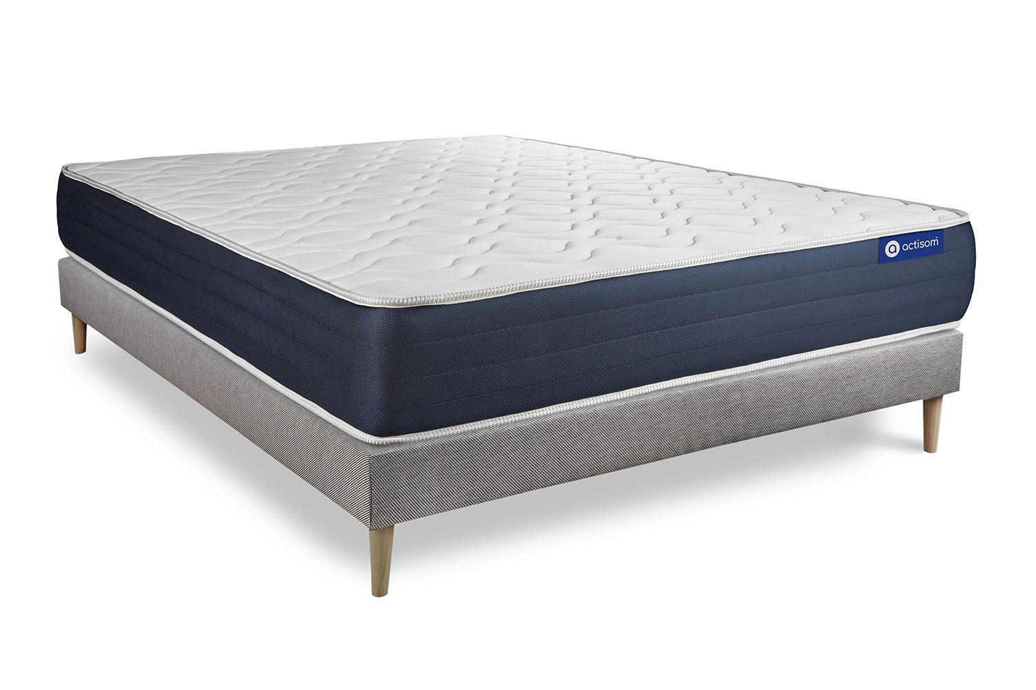 BETT Actimemo sleep Memory-Schaum 180 x 200 cm h1 - Kit Bettgestell Grau - Beige/Grau, Holz (180/200cm) - ACTISOM