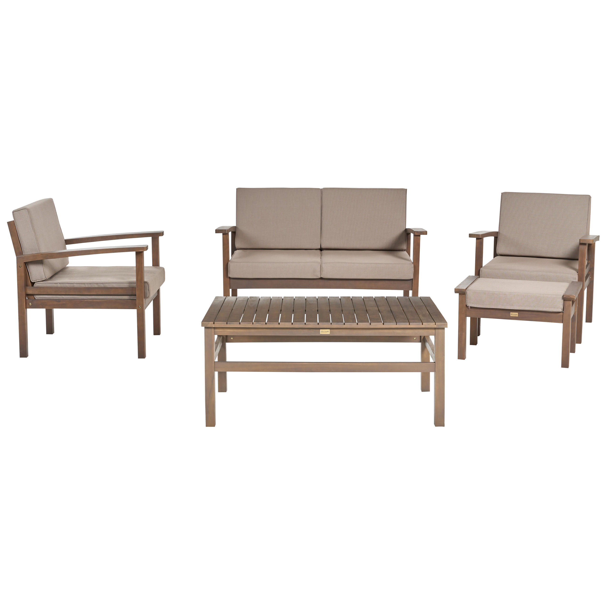 SET LOUNGE cu 4 locuri lemn de salcam maro inchis Manila