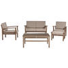 LOUNGE-SET 4-sitzer Akazienholz dunkelbraun Manila - Taupe/Dunkelbraun, Holz - Beliani