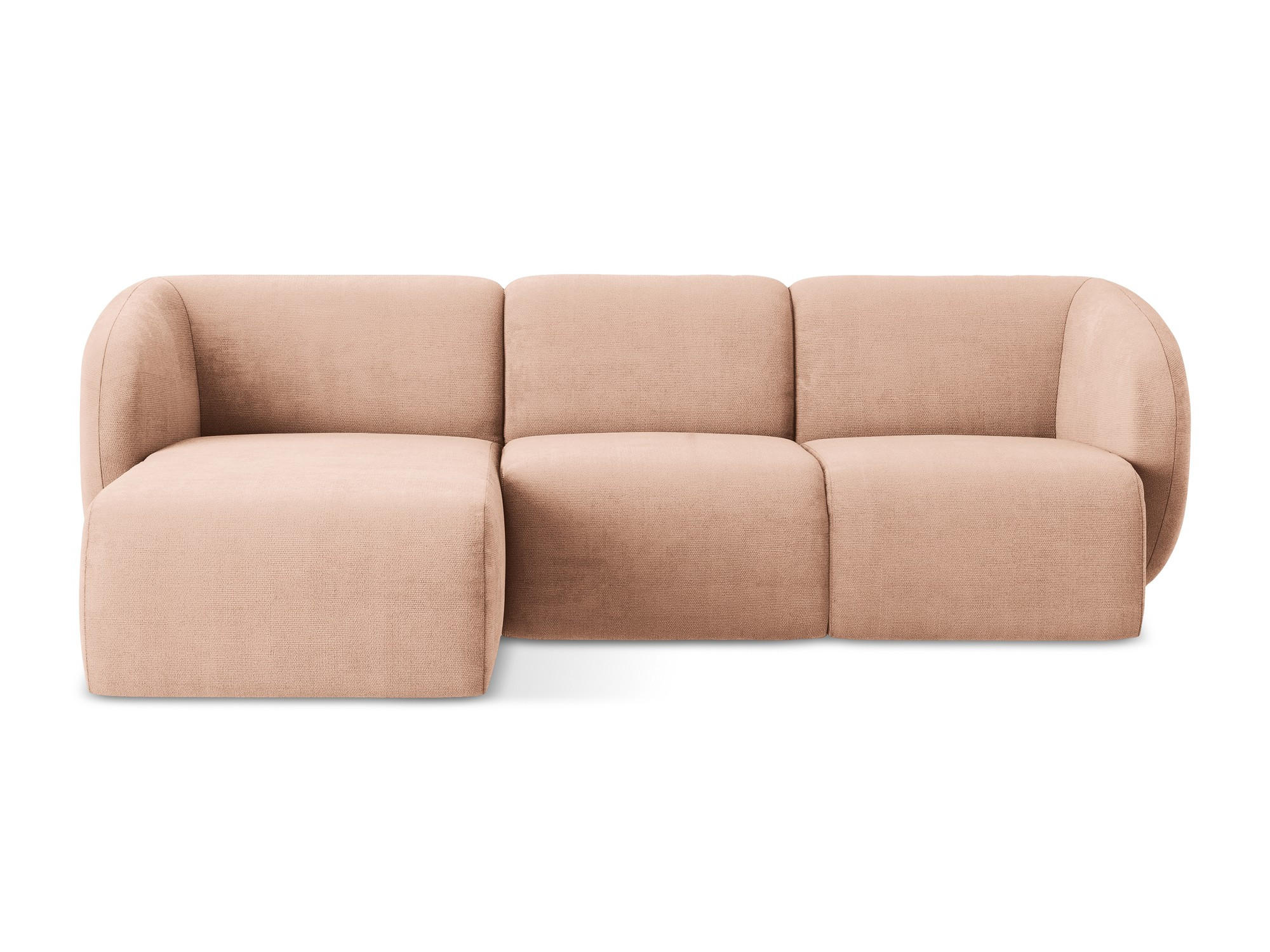 ECKSOFA Links Chenille Stoff Pink - Koralle/Schwarz, Holzwerkstoff/Kunststoff (248/166cm) - Makamii