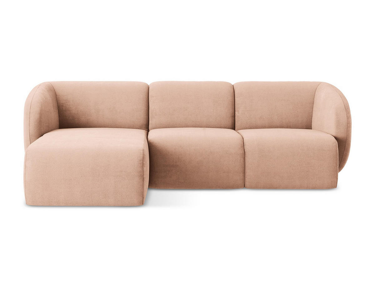 ECKSOFA Links Chenille Stoff Pink - Koralle/Schwarz, Holzwerkstoff/Kunststoff (248/166cm) - Makamii