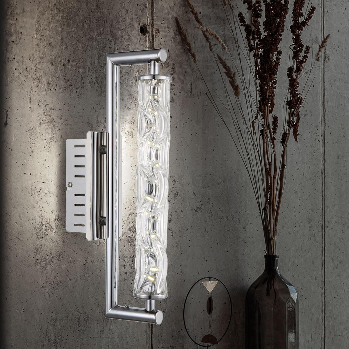 LED WANDLEUCHTE Salmo Silber Klar - Silberfarben, Glas (37/8/15.5cm) - Globo Lighting