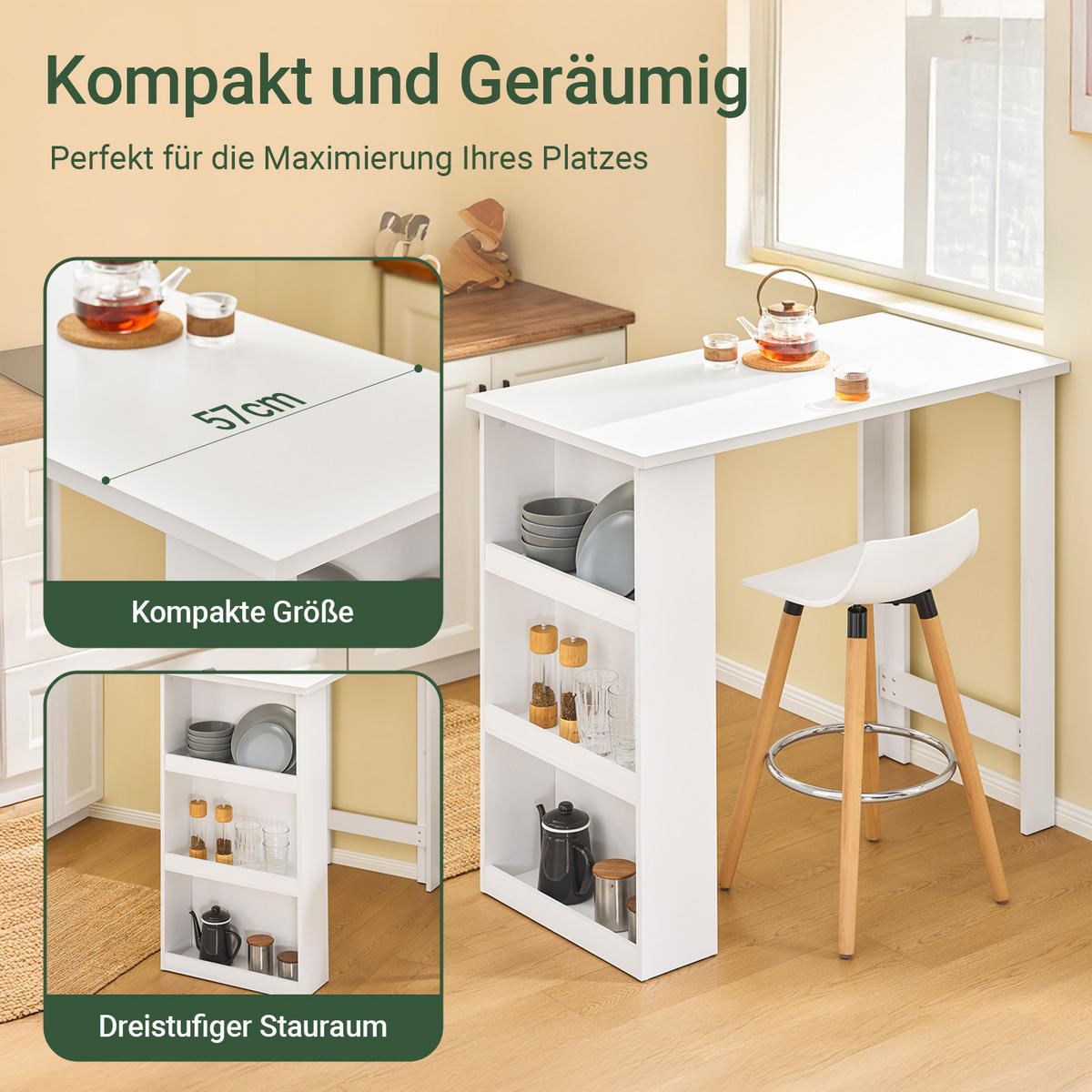 BARTISCH Weiß - Weiß, Holzwerkstoff (57/112/106cm) - SoBuy