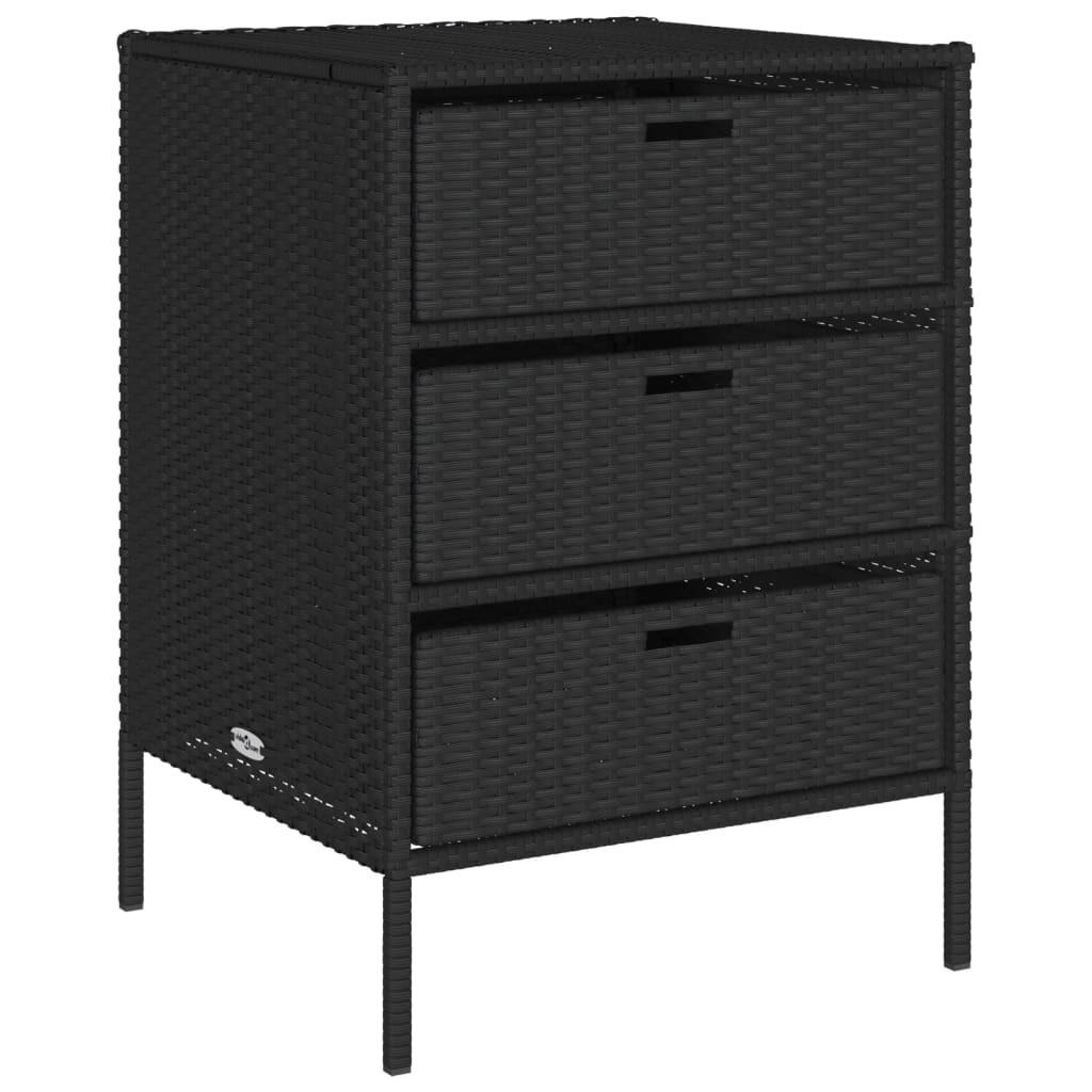 GARTENSCHRANK Schwarz 55x59x80 cm Poly Rattan - Schwarz, Kunststoff (55/80/59cm) - furnicato