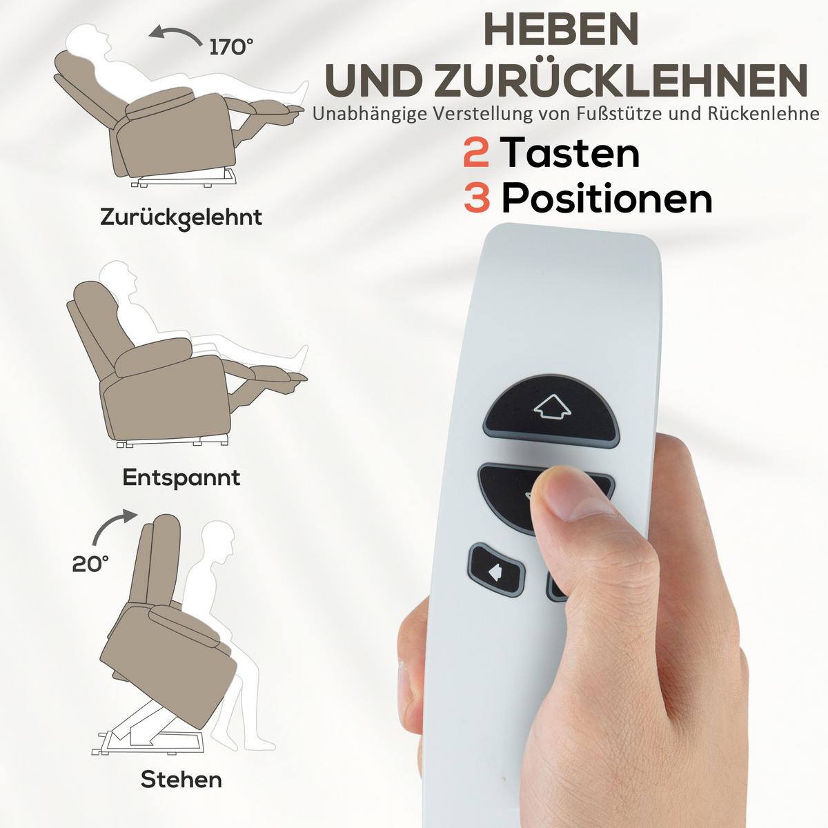 FERNSEHSESSEL mit Aufstehhilfe Elektrisch Relaxsessel mit Vibrationsmassage - Braun, Kunststoff (93/102/101cm) - HOMCOM
