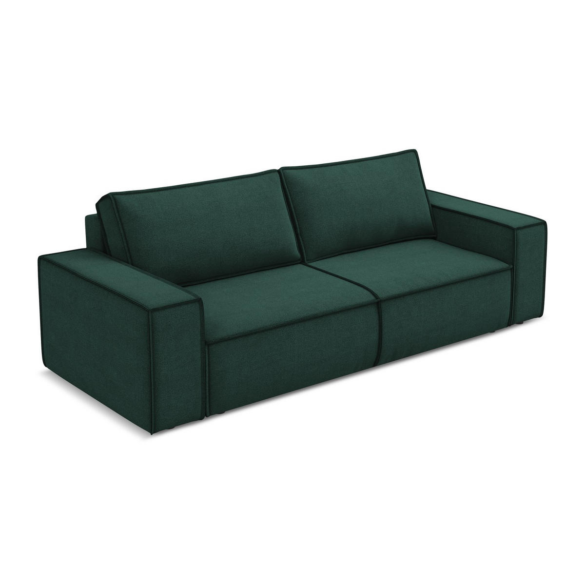 3-SITZER SOFA mit Schlaffunktion Strukturstoff Stoff Grün - Dunkelgrün/Schwarz, Kunststoff/Textil (255/85/105cm) - LaMiaSofa