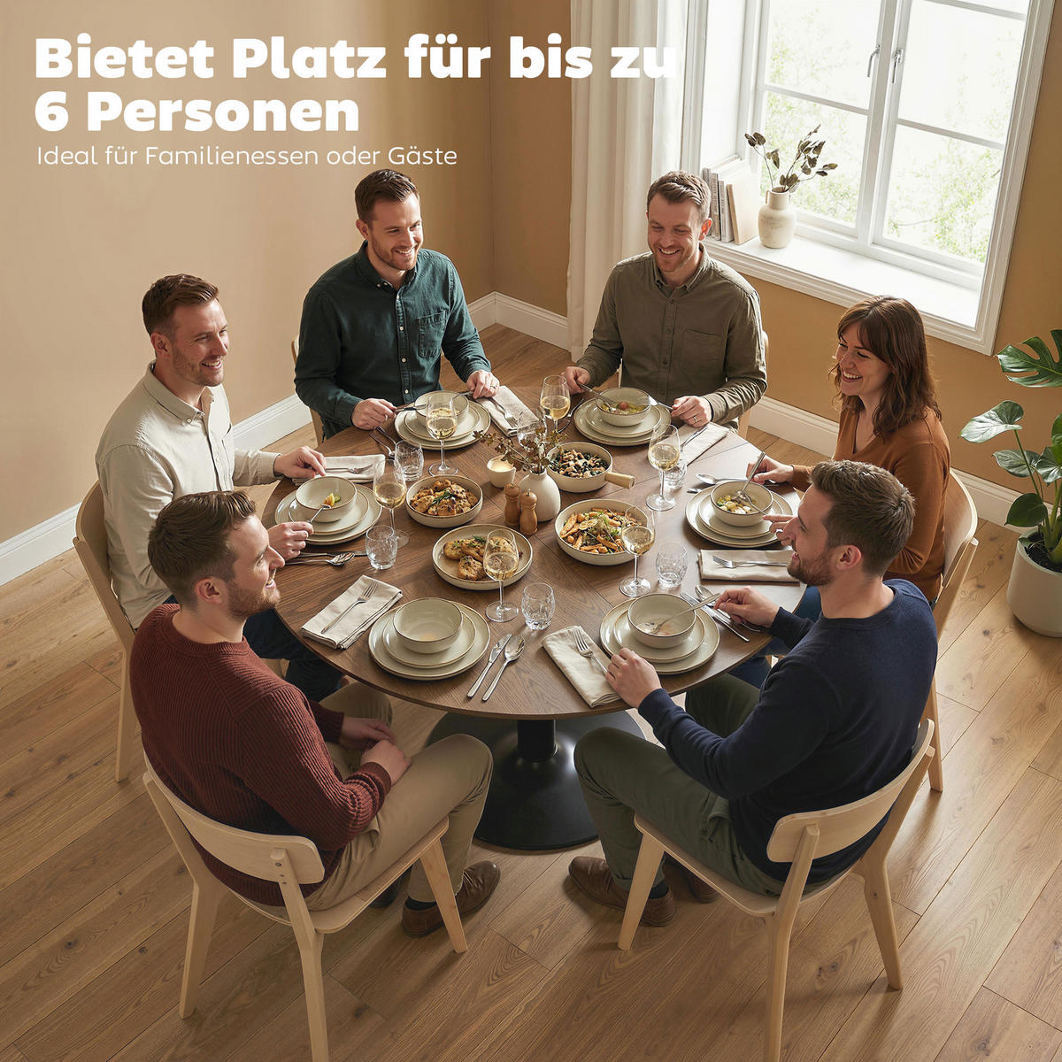 ESSTISCH MDF Stahl Braun - Schwarz/Braun, Holzwerkstoff/Metall (110/110/78cm) - HOMCOM