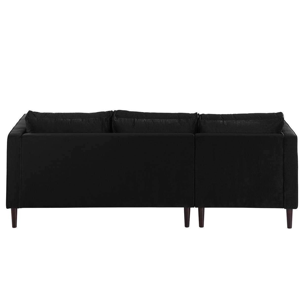 ECKSOFA - Samt - Dunkelbraun/Schwarz, Birkenholz/Textil (201/155cm) - home24