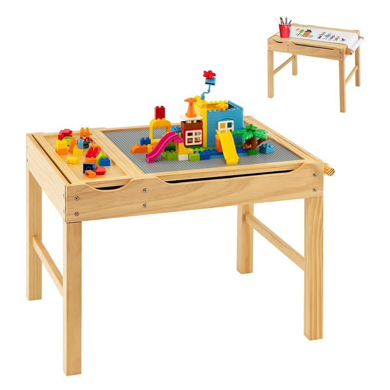 Costway Kindertisch Natur 86.5x57x60 cm