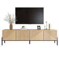 TV stolek z MDF 163,5x40x45 cm přírodní se 4 dvířky, 3D strukturou a otvíráním na stisk - světle hnědá, kompozitní dřevo (163.5/45/40cm) - Modfu