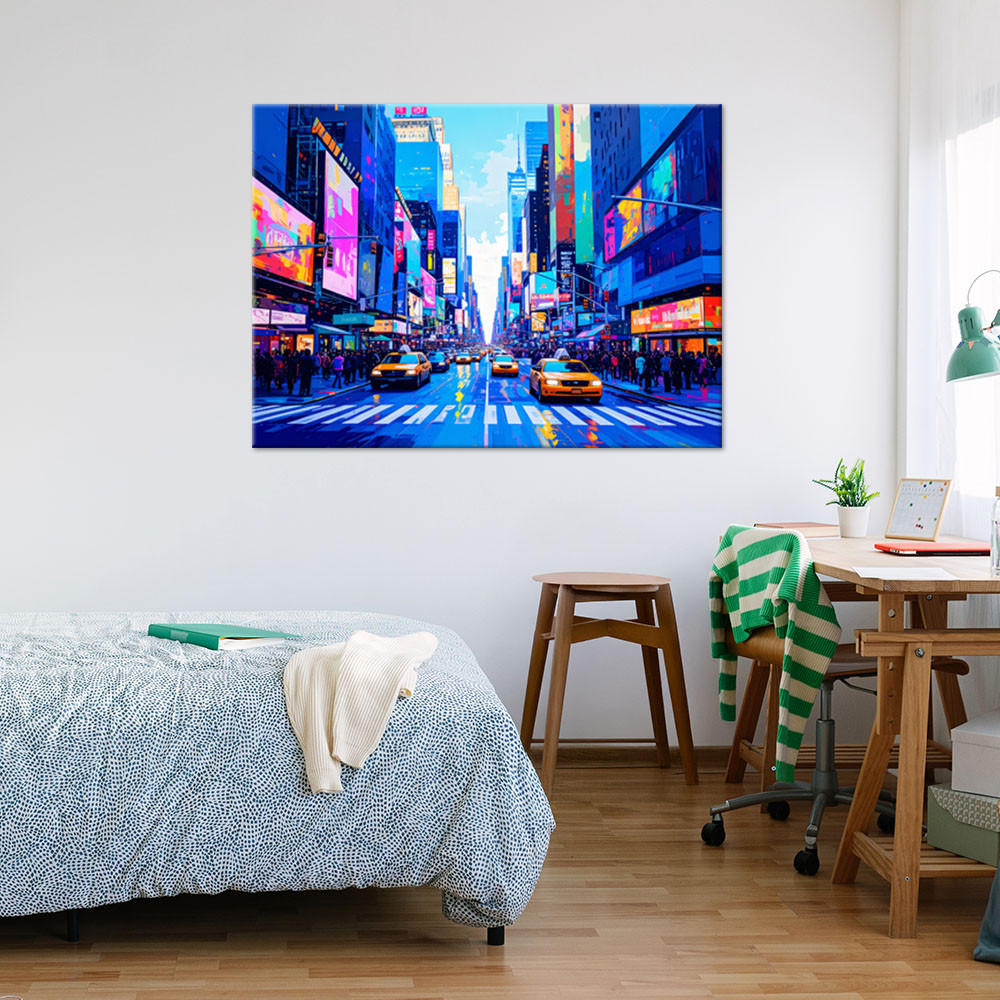 LEINWANDBILD New York Taxi bunte Stadt 60x40cm - Multicolor, Textil (60/40cm) - Feeby