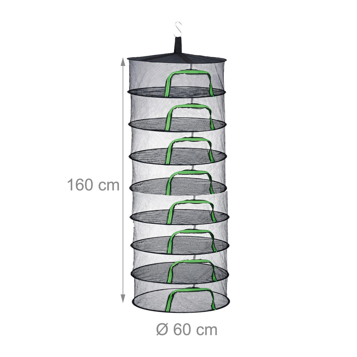 TROCKENNETZ - Schwarz, Textil/Metall (60/160/60cm) - Relaxdays