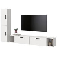 WOHNWAND weiß 249 x 184 cm, Wohnkombination hängend / stehend - Schwarz/Weiß, Holzwerkstoff/Kunststoff (249/184/34cm) - Inn.Furn