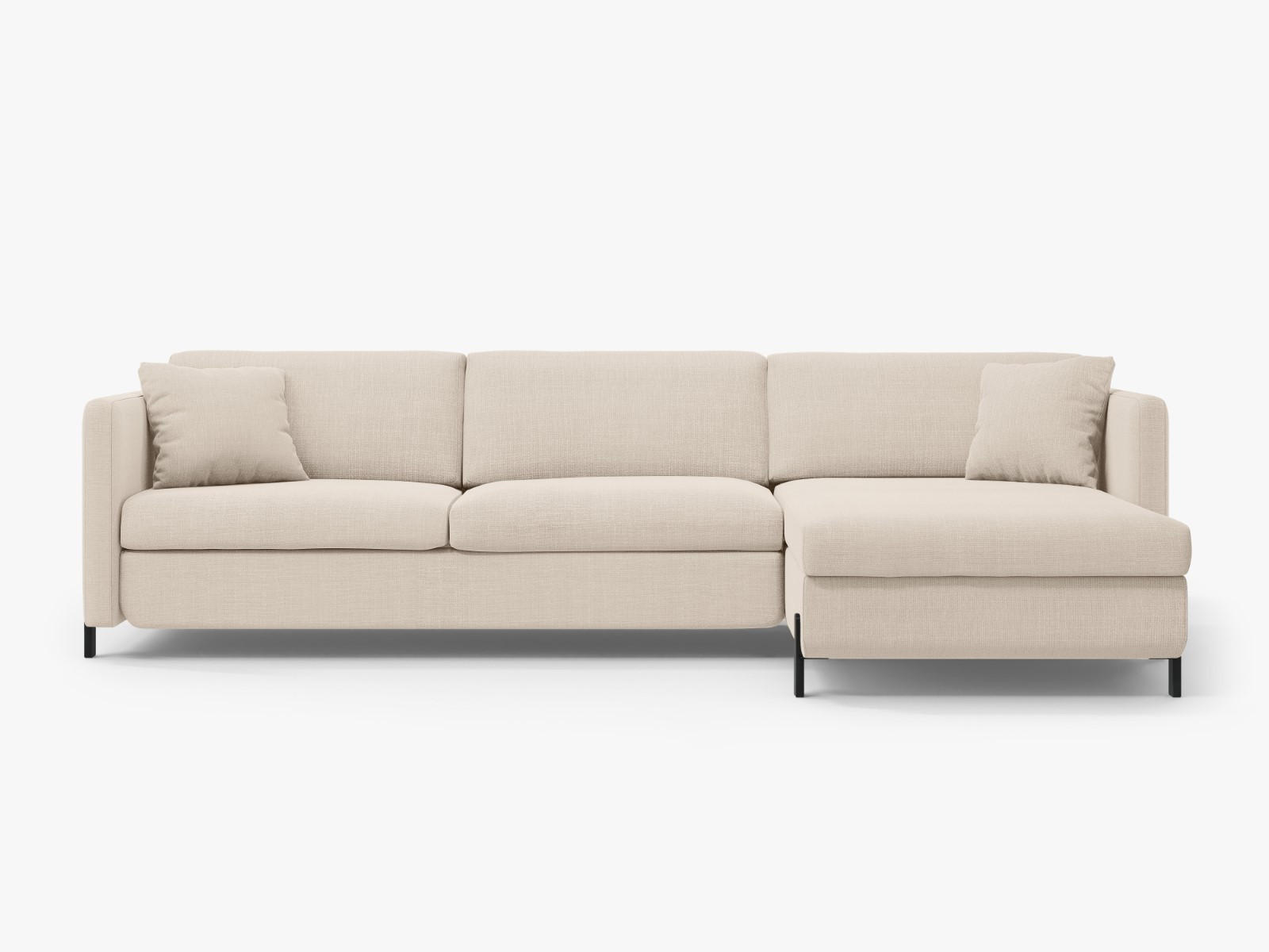 ECKSOFA ausklappbar rechts mit Container Gloria aus strukturiertem Stoff beige 4 Sitzplätze - Beige, Textil (170/260cm) - Micadoni