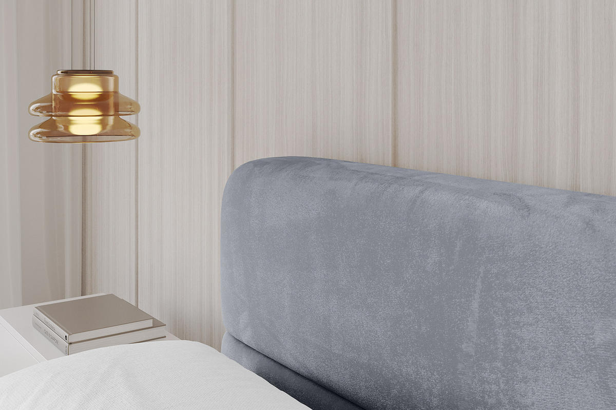 POLSTERBETT mit Bettkasten und Lattenrost, Boxbett ohne Matratze - ELVA-v1 200x200 Grau - Grau, Holzwerkstoff/Textil (200/200cm) - ALTDECOR