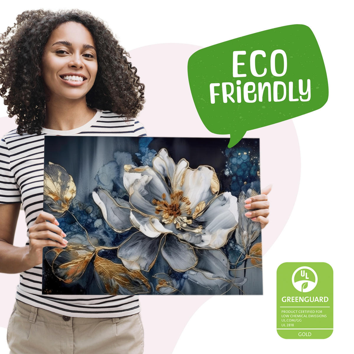 LEINWANDBILD Abstrakt BLUMEN Pflanzen 100x70cm - Blau/Schwarz, Textil (100/70cm) - Muralo