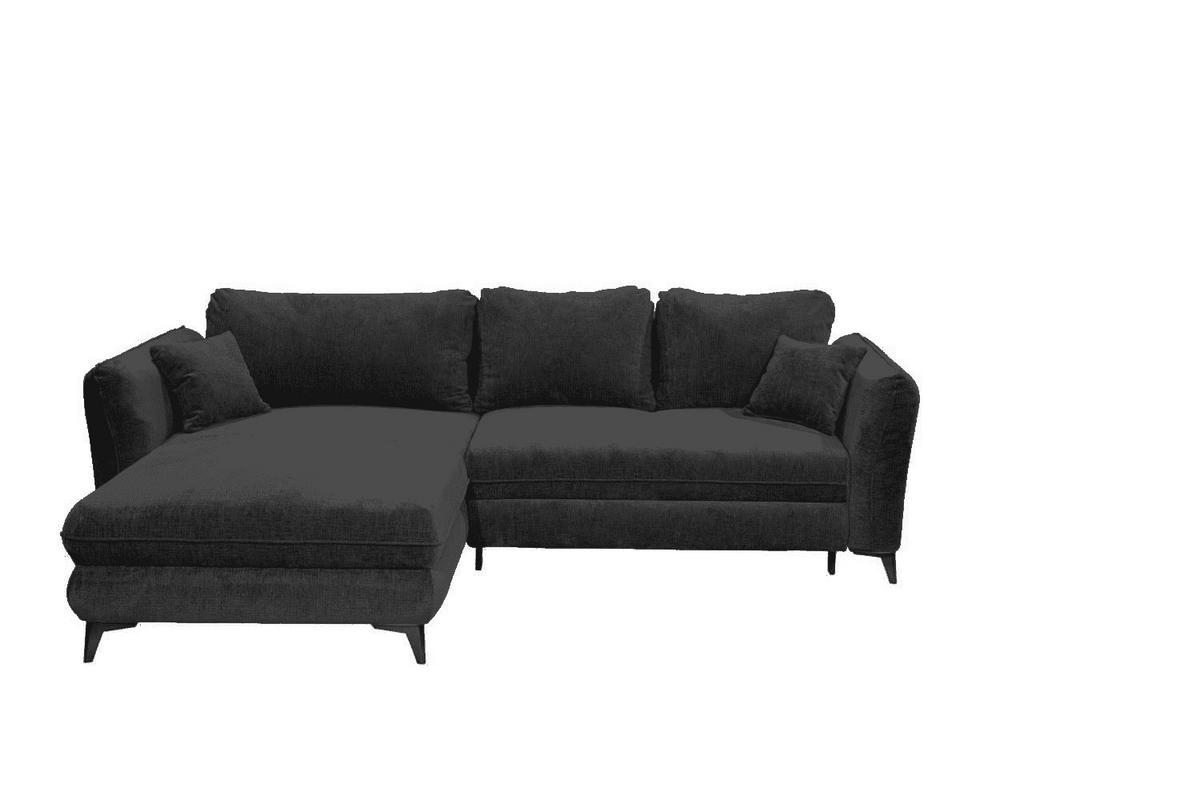 ECKSCHLAFSOFA mit Schlaffunktion und Bettkasten, beidseitig montierbar - Schwarz, Holz/Kunststoff (286/192cm) - ed exciting design