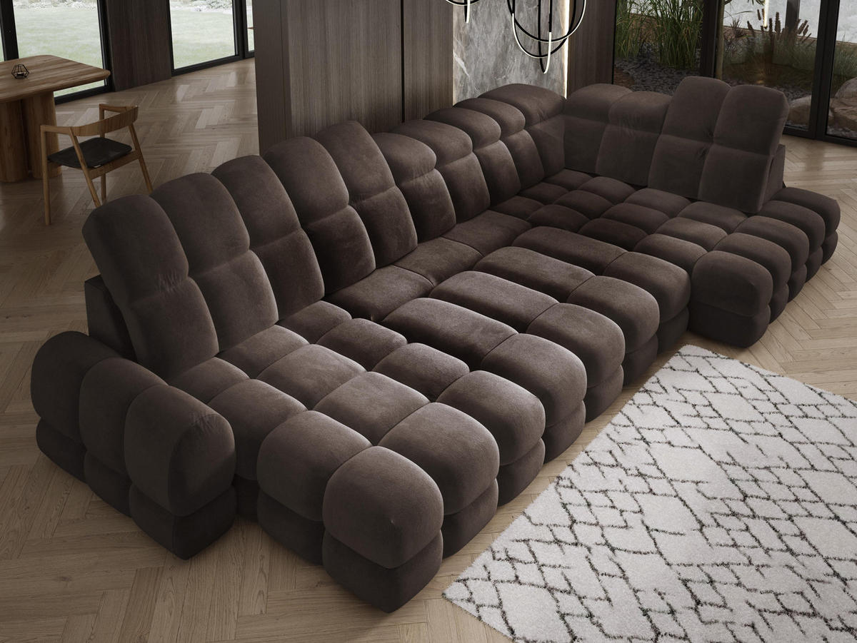 ECKSOFA TOLLO Salvador-stoff U-form 400x217x105 cm grau - Hellgrau, Holz/Textil (217/400cm) - DomoHome