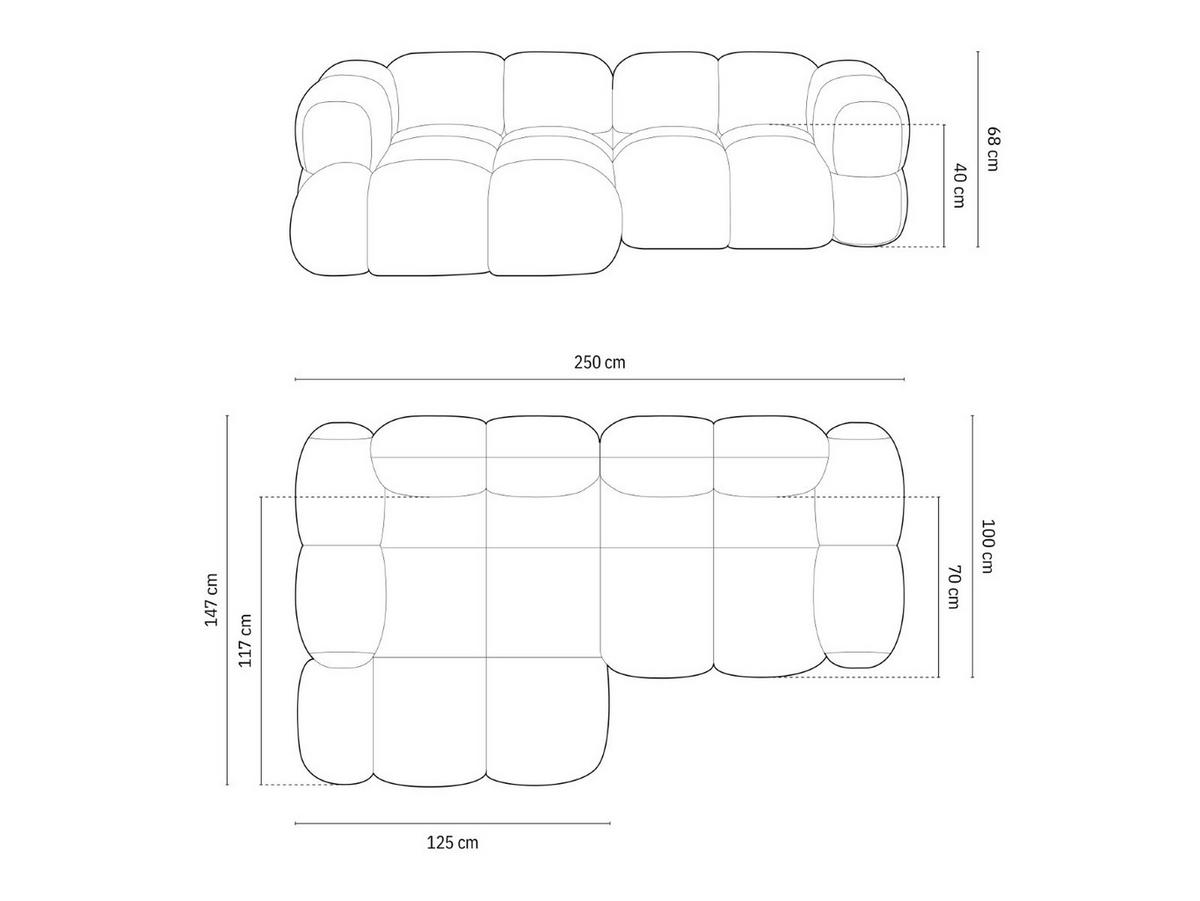 ECKSOFA links Loretto aus strukturiertem Stoff pastellblau 3 Sitzplätze - Pastellblau, Textil (147/250cm) - Cosmopolitan Design