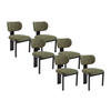 STUHL 6er-Set - Bouclé-Stoff & Kautschukholz -Schwarz & Khaki - WILANA - Grün, Textil (60/85/56cm) - Vente-Unique