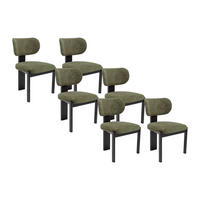 STUHL 6er-Set - Bouclé-Stoff & Kautschukholz -Schwarz & Khaki - WILANA - Grün, Textil (60/85/56cm) - Vente-Unique