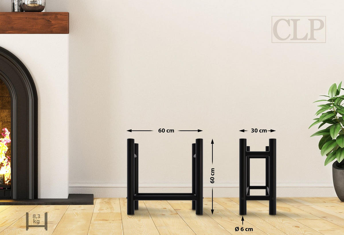 KAMINHOLZREGAL 60/30/60 cm Metall schwarz - Schwarz, Metall (60/60/30cm) - CLP