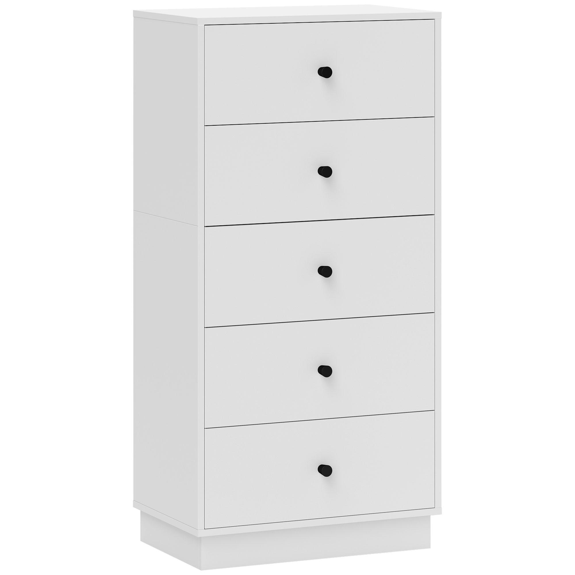 BYRÅ Sideboard med 5 lådor Klädskåp av trämaterial 47 x 29 x 95 cm Vit 95/29/47 cm