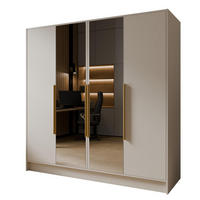DREHTÜRENSCHRANK RENVO 200/200/51 cm Modern Kleiderschrank 4-türig mit Spiegel Kaschmir - Kaschmir, Holzwerkstoff (200/200/51cm) - MASSENO
