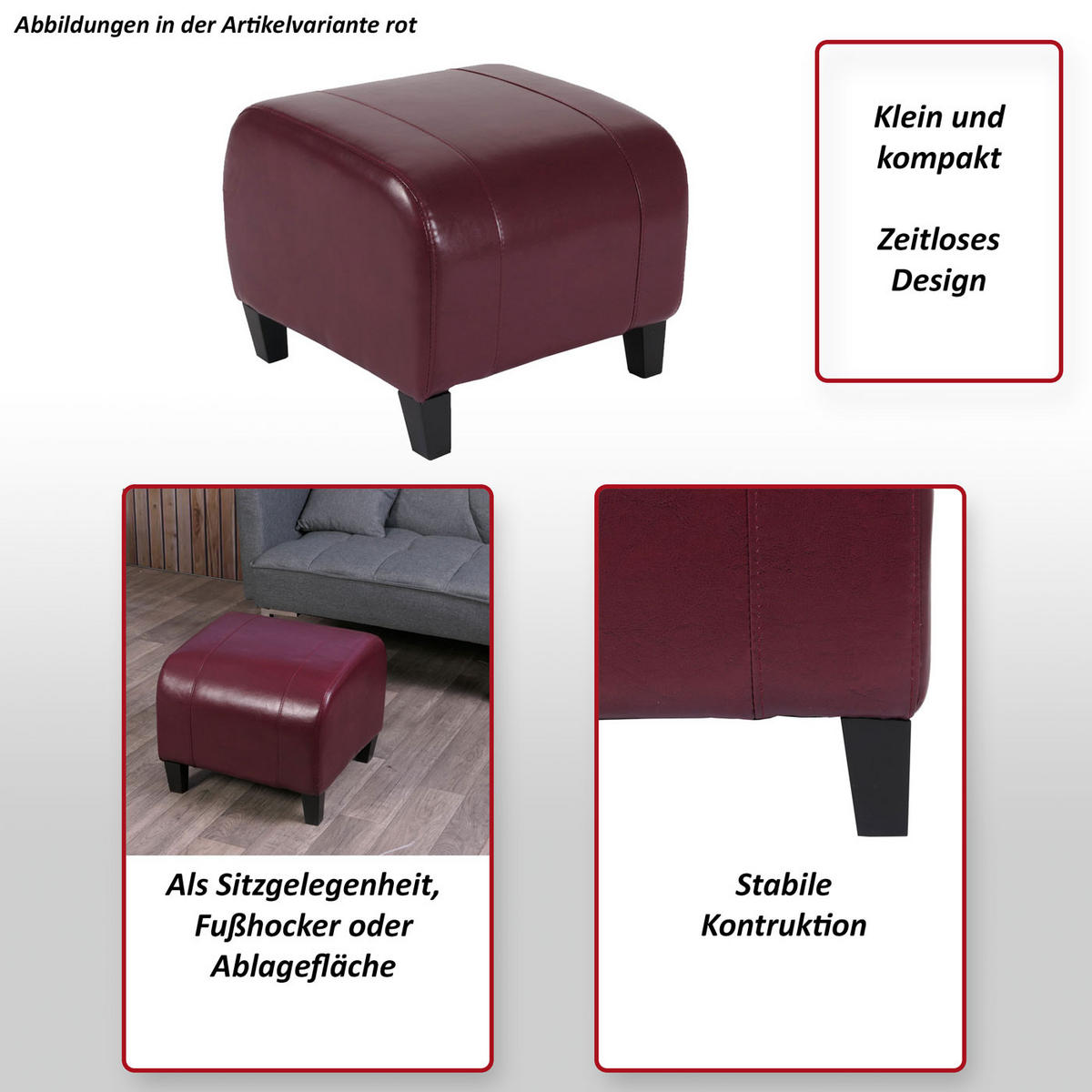 SITZHOCKER Braun - Braun, Leder (45/37/47cm) - MCW