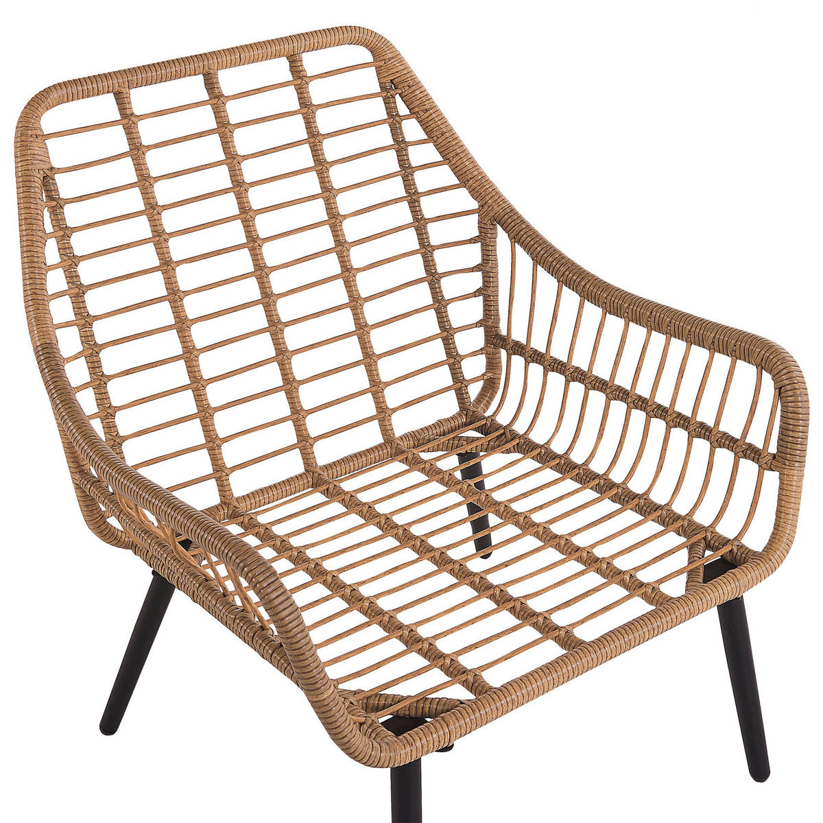BALKONSET 2-Sitzer Rattan natürlich Auflagen beige Laureto - Beige/Schwarz, Kunststoff/Textil - Beliani