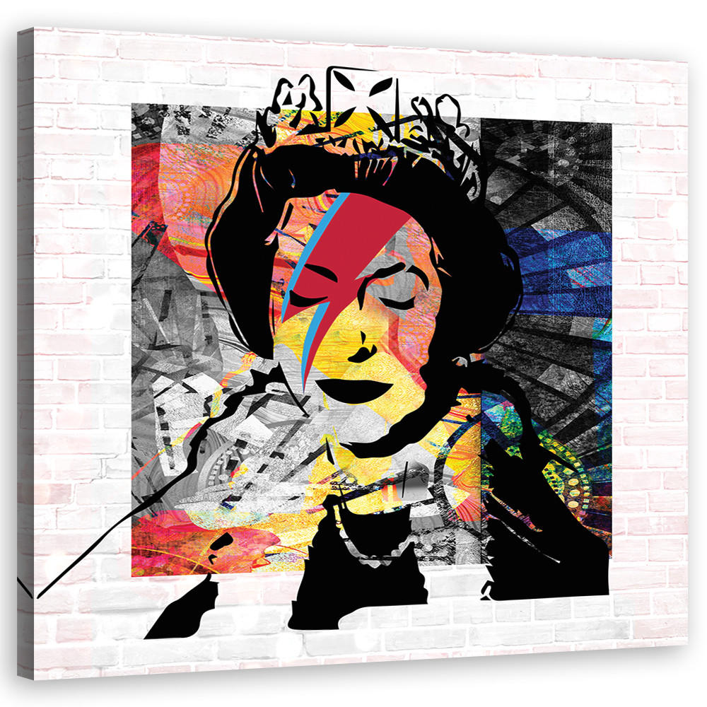WANDBILD banksy queen of england - Multicolor, Textil (50/50cm) - Feeby