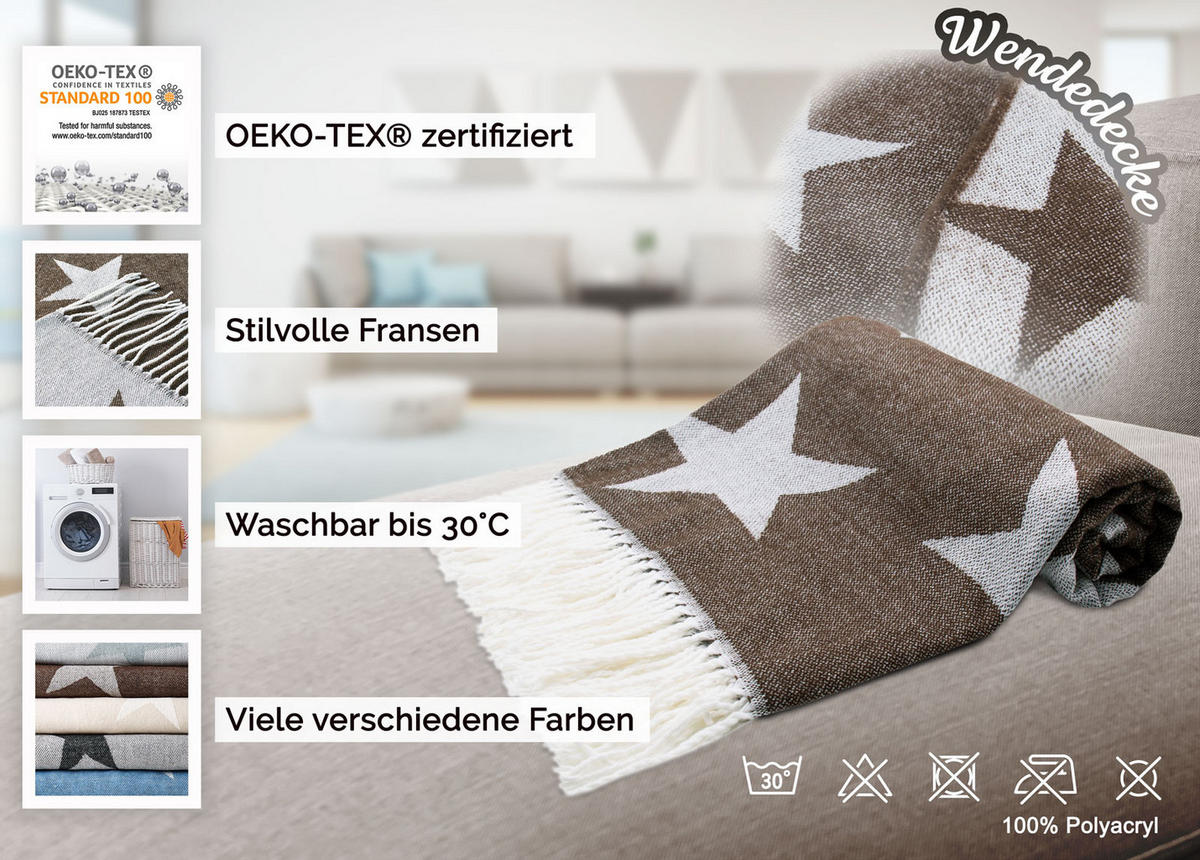 KUSCHELDECKE, 130x170 cm, 100% Polyacryl, Braun - Braun, Textil (130/170cm) - Zollner