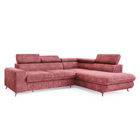 ECKSOFA VELISS Rosa Kordstoff mit Schlaffunktion - Rosa, Holz (255/193cm) - MASSENO
