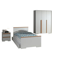 KINDERZIMMER komplett Set 4-tlg. Kariotta 15 Weiß Griffe Massivholz - Buchefarben/Weiß, Holzwerkstoff (477/1/287cm) - 58aufmkessel