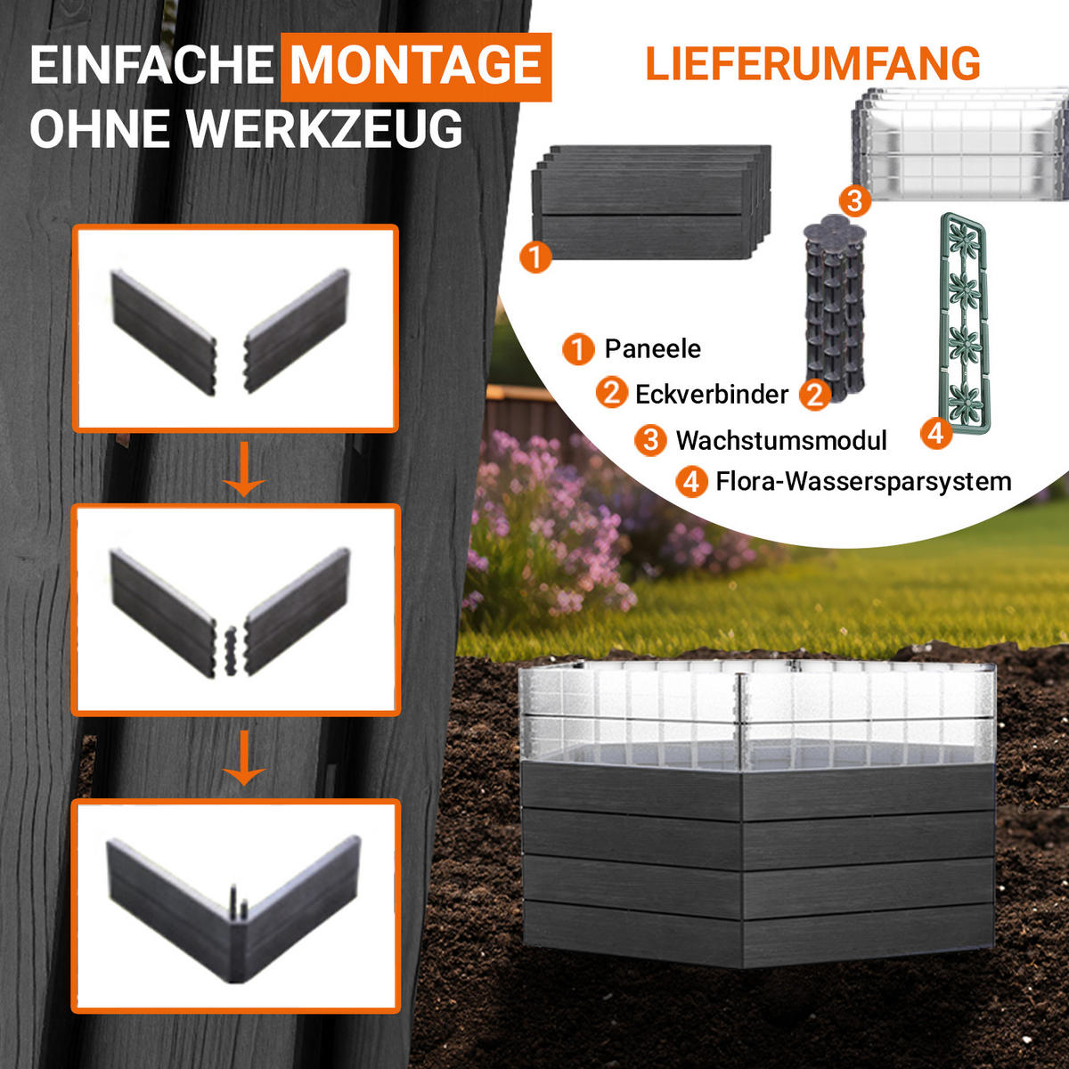 HOCHBEET Turbo XL 75, inkl. Wassersparsystem - Braun, Kunststoff (145/75/145cm) - GARANTIA