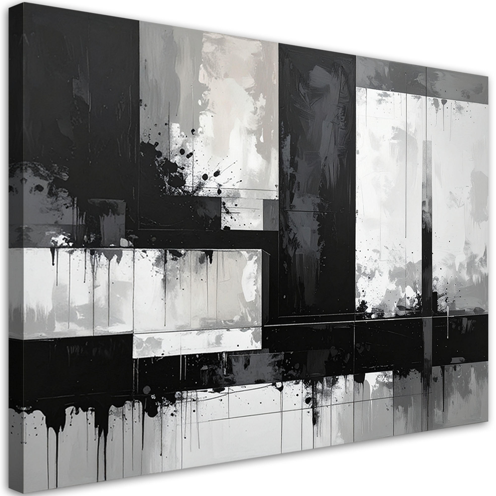 WANDBILD, Schwarz weiße moderne Abstrakt - Schwarz, Textil (120/80cm) - Feeby