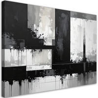 WANDBILD, Schwarz weiße moderne Abstrakt - Schwarz, Textil (120/80cm) - Feeby