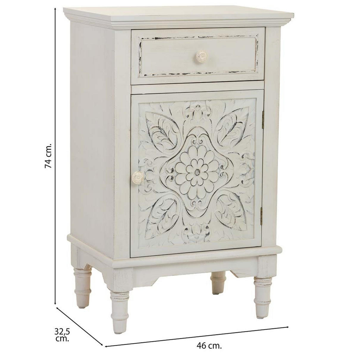 NACHTTISCH aus Holz, weiß, 46x33x74cm - Weiß, Holz (46/74/32.5cm) - Wanderlust