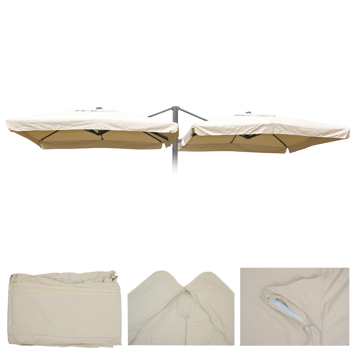 ERSATZ-BEZUG FÜR DOPPEL-AMPELSCHIRM Cremeweiß - Weiß, Textil (303/303cm) - MCW