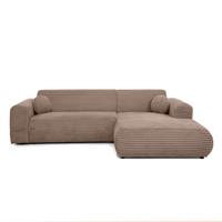 ECKSOFA Puerto, ohne Schlaffunktion, Hellbraun, rechts - Hellbraun/Schwarz, Textil (269/170cm) - Beautysofa
