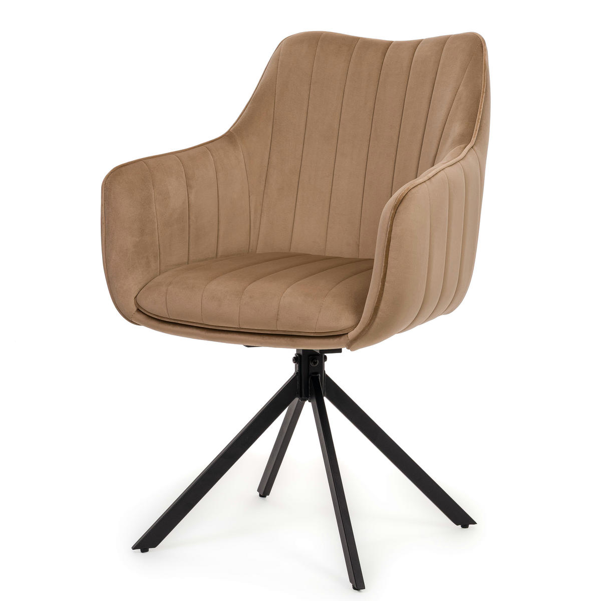 STUHL PIANO drehbar gepolsterter mit Steppung - beige - Velour - Beige/Schwarz, Textil/Metall (59/88/61cm) - NEW HOME