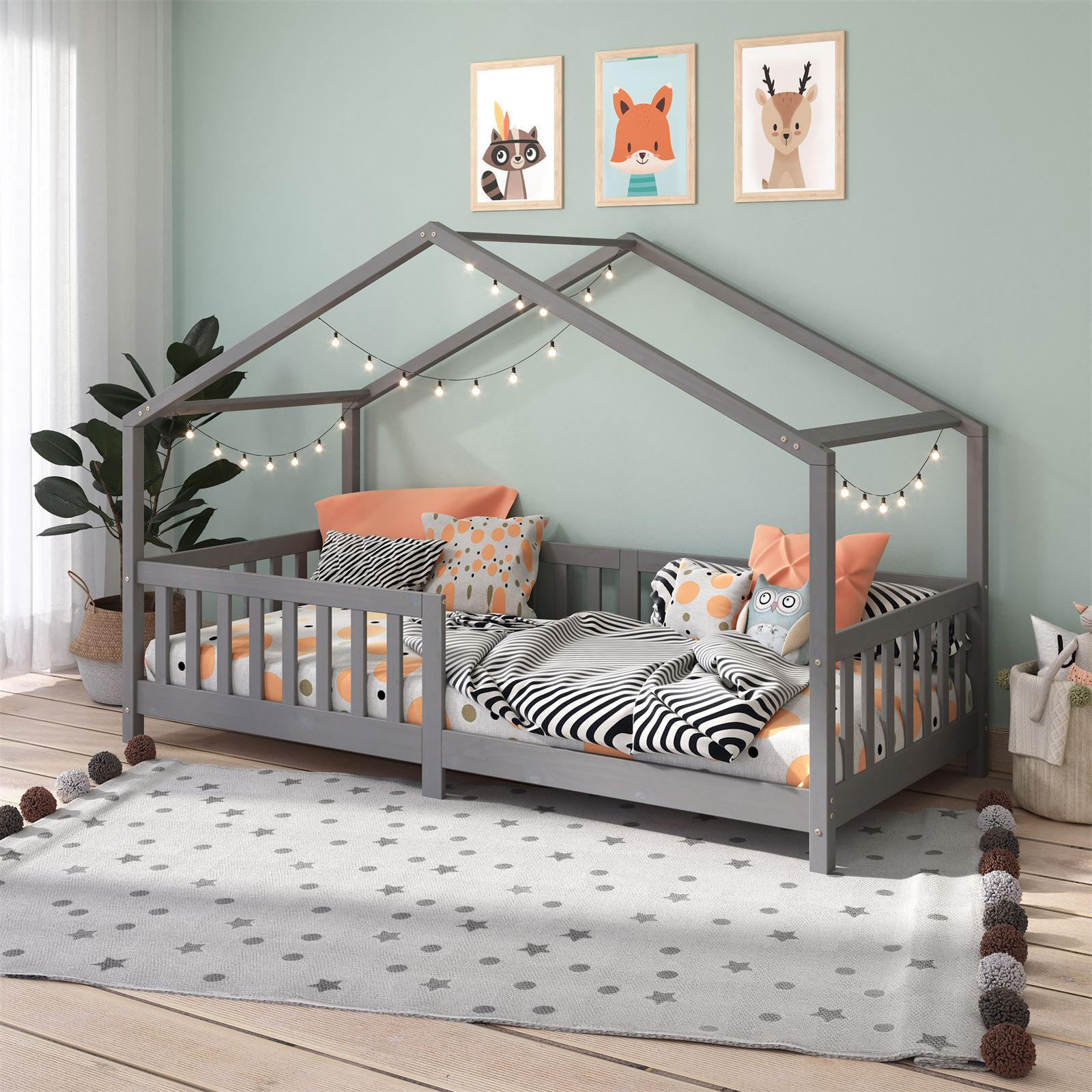 HAUSBETT LISAN 90X200 CM - Grau, Holz (96/138/206cm) - IDIMEX