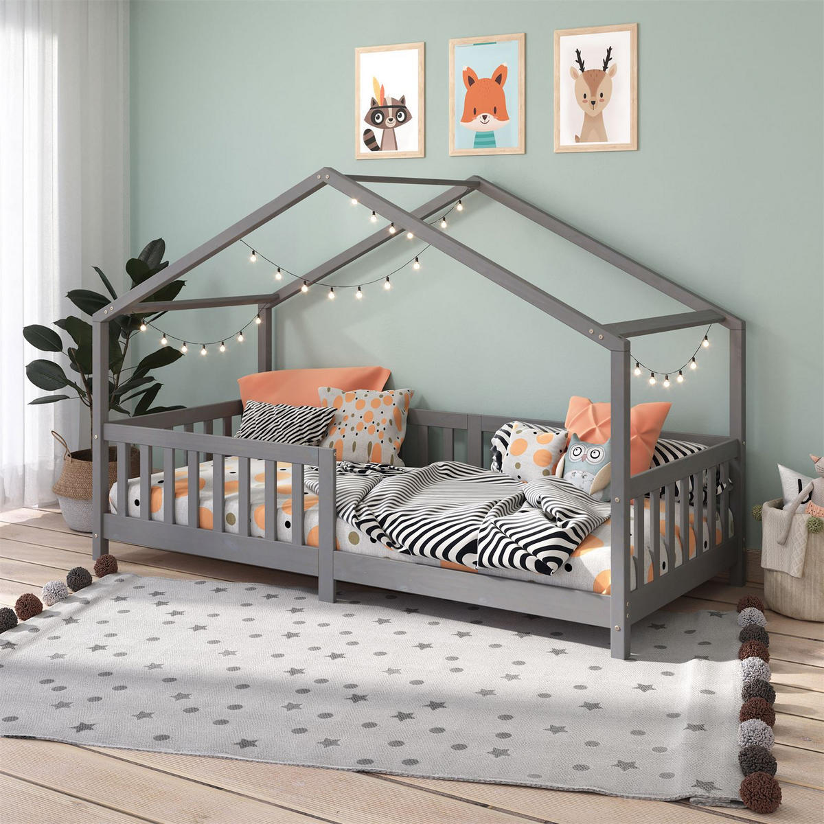 HAUSBETT LISAN 90X200 CM - Grau, Holz (96/138/206cm) - IDIMEX